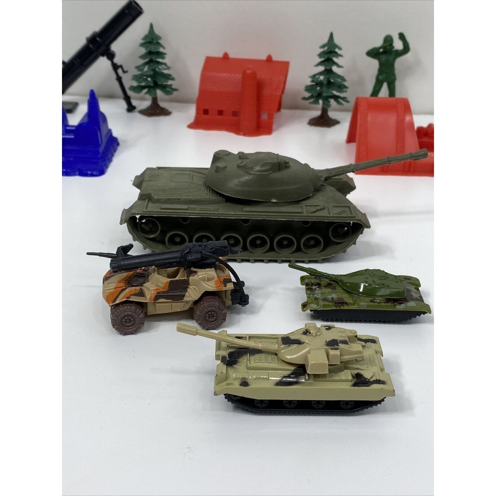 Military Figures Tank Vehicle Lot Mortar Weapon Army Soldiers Troops Barn Jet - Picture 14 of 16